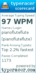 Scorecard for user pianofluteflute