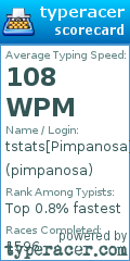Scorecard for user pimpanosa