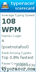 Scorecard for user poetnotafool
