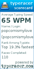 Scorecard for user popcornismylove
