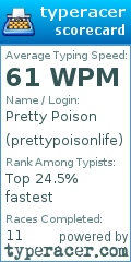 Scorecard for user prettypoisonlife
