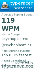 Scorecard for user psychoplasmic