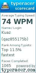 Scorecard for user qaz855175b