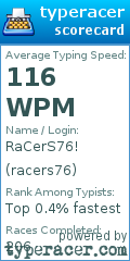 Scorecard for user racers76