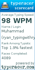 Scorecard for user ryan_typingwithryan