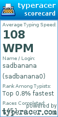 Scorecard for user sadbanana0