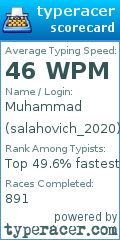 Scorecard for user salahovich_2020