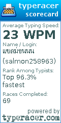 Scorecard for user salmon258963