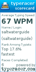 Scorecard for user saltwaterguide