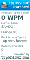 Scorecard for user sange78