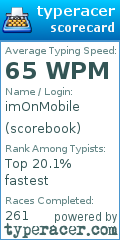 Scorecard for user scorebook