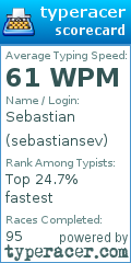 Scorecard for user sebastiansev
