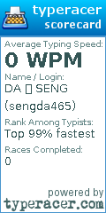 Scorecard for user sengda465