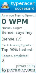 Scorecard for user sensei17