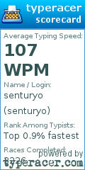 Scorecard for user senturyo