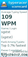 Scorecard for user sgstst