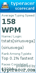 Scorecard for user siriusvega