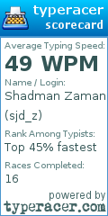 Scorecard for user sjd_z