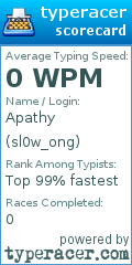 Scorecard for user sl0w_ong