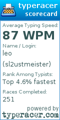 Scorecard for user sl2ustmeister