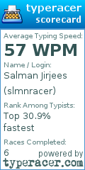 Scorecard for user slmnracer