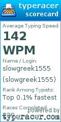 Scorecard for user slowgreek1555