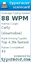 Scorecard for user slowmobiie
