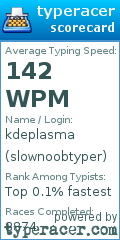 Scorecard for user slownoobtyper