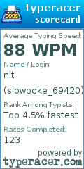 Scorecard for user slowpoke_69420