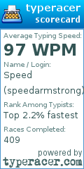 Scorecard for user speedarmstrong