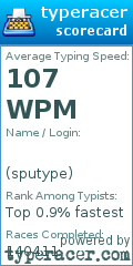 Scorecard for user sputype