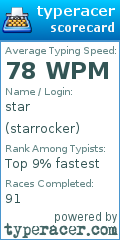 Scorecard for user starrocker