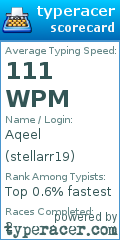 Scorecard for user stellarr19