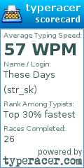 Scorecard for user str_sk