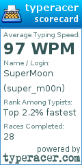 Scorecard for user super_m00n