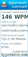 Scorecard for user switchedtocolemak