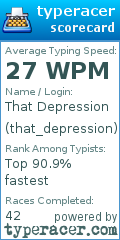 Scorecard for user that_depression