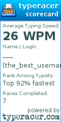 Scorecard for user the_best_username_ever