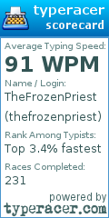 Scorecard for user thefrozenpriest