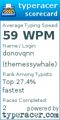 Scorecard for user themessywhale