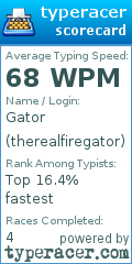 Scorecard for user therealfiregator