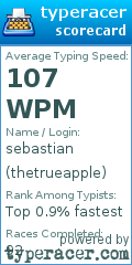 Scorecard for user thetrueapple