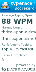 Scorecard for user thriceuponatime