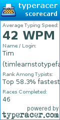 Scorecard for user timlearnstotypefast