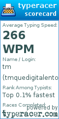 Scorecard for user tmquedigitalento