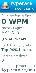 Scorecard for user toilet_typer