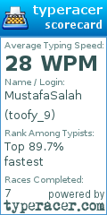 Scorecard for user toofy_9