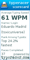 Scorecard for user toxicuniverse