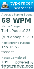 Scorecard for user turtlepoopie123