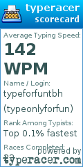 Scorecard for user typeonlyforfun